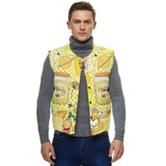 Marillo Pastel Zkt, Aesthetic, Stickers, Yellow Men s Button Up Puffer Vest	