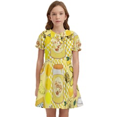 Marillo Pastel Zkt, Aesthetic, Stickers, Yellow Kids  Bow Tie Puff Sleeve Dress by kyorashop23