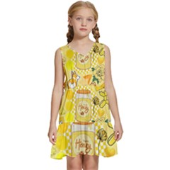 Marillo Pastel Zkt, Aesthetic, Stickers, Yellow Kids  Sleeveless Tiered Mini Dress by kyorashop23