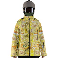 Marillo Pastel Zkt, Aesthetic, Stickers, Yellow Men s Zip Ski And Snowboard Waterproof Breathable Jacket