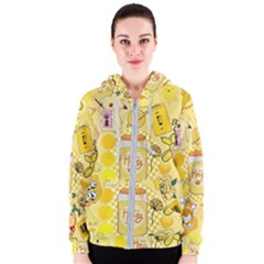 Marillo Pastel Zkt, Aesthetic, Stickers, Yellow Women s Zipper Hoodie