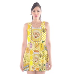 Marillo Pastel Zkt, Aesthetic, Stickers, Yellow Scoop Neck Skater Dress by kyorashop23