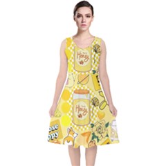 Marillo Pastel Zkt, Aesthetic, Stickers, Yellow V-neck Midi Sleeveless Dress  by kyorashop23