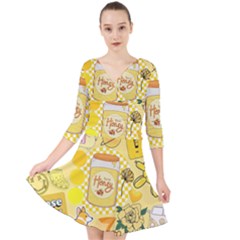 Marillo Pastel Zkt, Aesthetic, Stickers, Yellow Quarter Sleeve Front Wrap Dress by kyorashop23