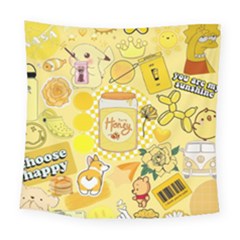 Marillo Pastel Zkt, Aesthetic, Stickers, Yellow Square Tapestry (large)