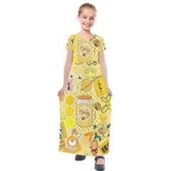 Marillo Pastel Zkt, Aesthetic, Stickers, Yellow Kids  Short Sleeve Maxi Dress by kyorashop23