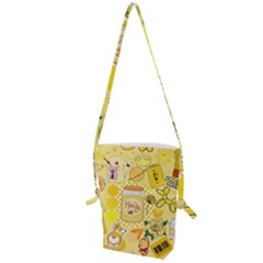 Marillo Pastel Zkt, Aesthetic, Stickers, Yellow Folding Shoulder Bag by kyorashop23