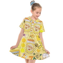 Marillo Pastel Zkt, Aesthetic, Stickers, Yellow Kids  Short Sleeve Shirt Dress by kyorashop23