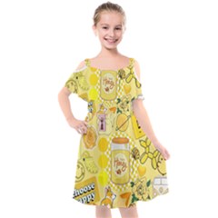 Marillo Pastel Zkt, Aesthetic, Stickers, Yellow Kids  Cut Out Shoulders Chiffon Dress by kyorashop23