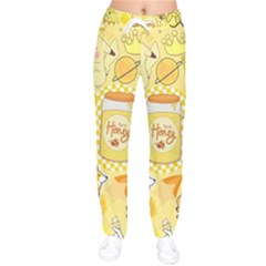 Marillo Pastel Zkt, Aesthetic, Stickers, Yellow Women Velvet Drawstring Pants