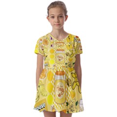 Marillo Pastel Zkt, Aesthetic, Stickers, Yellow Kids  Short Sleeve Pinafore Style Dress by kyorashop23