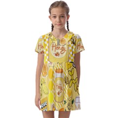 Marillo Pastel Zkt, Aesthetic, Stickers, Yellow Kids  Asymmetric Collar Dress by kyorashop23