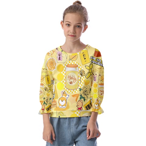 Marillo Pastel Zkt, Aesthetic, Stickers, Yellow Kids  Cuff Sleeve Top by kyorashop23