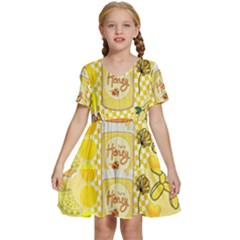 Marillo Pastel Zkt, Aesthetic, Stickers, Yellow Kids  Short Sleeve Tiered Mini Dress by kyorashop23