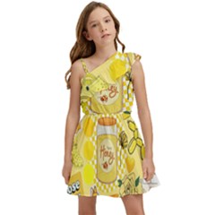 Marillo Pastel Zkt, Aesthetic, Stickers, Yellow Kids  One Shoulder Party Dress by kyorashop23