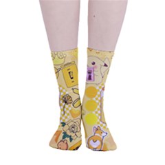 Marillo Pastel Zkt, Aesthetic, Stickers, Yellow Smooth Crew Length Tube Socks by kyorashop23