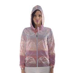 Moon Phase, Cloud, Clouds, Moon, Pastel Women s Hooded Windbreaker