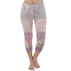 Moon Phase, Cloud, Clouds, Moon, Pastel Capri Winter Leggings 