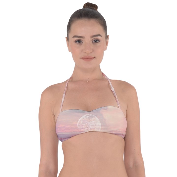 Moon Phase, Cloud, Clouds, Moon, Pastel Tie Back Bikini Top