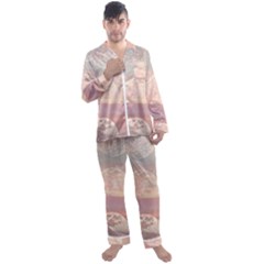 Moon Phase, Cloud, Clouds, Moon, Pastel Men s Long Sleeve Satin Pajamas Set by kyorashop23