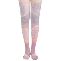 Moon Phase, Cloud, Clouds, Moon, Pastel Thigh High Stockings