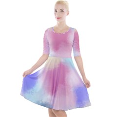 Pastel Ballons, Ballons, Quarter Sleeve A-line Dress With Pockets