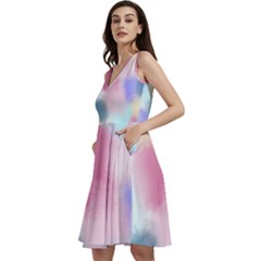 Pastel Ballons, Ballons, Sleeveless V-neck Skater Dress With Pockets