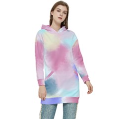 Pastel Ballons, Ballons, Women s Long Oversized Pullover Hoodie