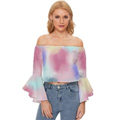 Pastel Ballons, Ballons, Off Shoulder Flutter Bell Sleeve Top