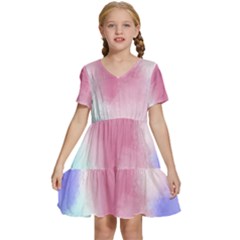 Pastel Ballons, Ballons, Kids  Short Sleeve Tiered Mini Dress