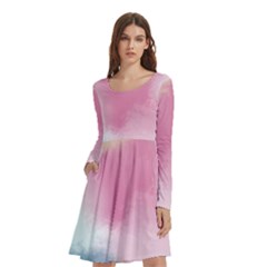 Pastel Ballons, Ballons, Long Sleeve Knee Length Skater Dress With Pockets