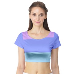 Pastel Colour, Blue, Lilac, Orange, Pastel, Pink, Romance Short Sleeve Crop Top by kyorashop23