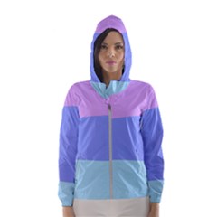 Pastel Colour, Blue, Lilac, Orange, Pastel, Pink, Romance Women s Hooded Windbreaker