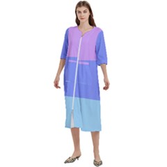 Pastel Colour, Blue, Lilac, Orange, Pastel, Pink, Romance Women s Cotton 3/4 Sleeve Nightgown