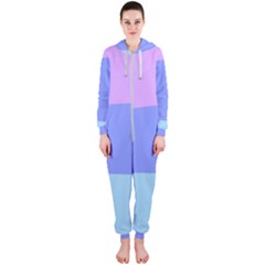 Pastel Colour, Blue, Lilac, Orange, Pastel, Pink, Romance Hooded Jumpsuit (ladies)