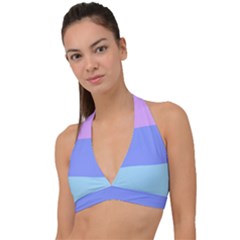 Pastel Colour, Blue, Lilac, Orange, Pastel, Pink, Romance Halter Plunge Bikini Top