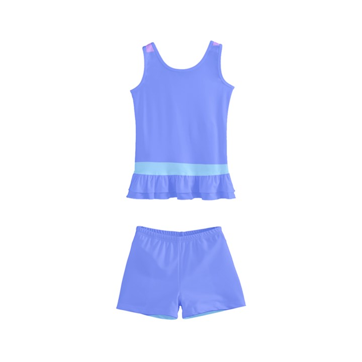 Pastel Colour, Blue, Lilac, Orange, Pastel, Pink, Romance Kids  Boyleg Swimsuit