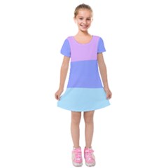 Pastel Colour, Blue, Lilac, Orange, Pastel, Pink, Romance Kids  Short Sleeve Velvet Dress