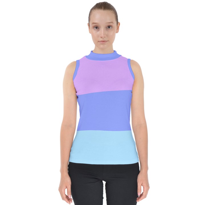 Pastel Colour, Blue, Lilac, Orange, Pastel, Pink, Romance Mock Neck Shell Top