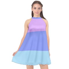 Pastel Colour, Blue, Lilac, Orange, Pastel, Pink, Romance Halter Neckline Chiffon Dress  by kyorashop23