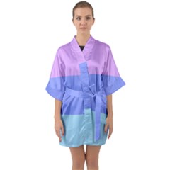 Pastel Colour, Blue, Lilac, Orange, Pastel, Pink, Romance Half Sleeve Satin Kimono  by kyorashop23