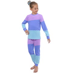 Pastel Colour, Blue, Lilac, Orange, Pastel, Pink, Romance Kids  Long Sleeve Set 