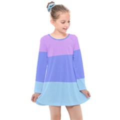 Pastel Colour, Blue, Lilac, Orange, Pastel, Pink, Romance Kids  Long Sleeve Dress by kyorashop23