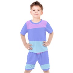 Pastel Colour, Blue, Lilac, Orange, Pastel, Pink, Romance Kids  T-shirt And Shorts Set by kyorashop23