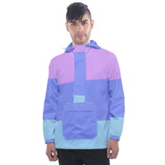 Pastel Colour, Blue, Lilac, Orange, Pastel, Pink, Romance Men s Front Pocket Pullover Windbreaker