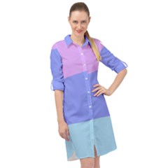 Pastel Colour, Blue, Lilac, Orange, Pastel, Pink, Romance Long Sleeve Mini Shirt Dress by kyorashop23