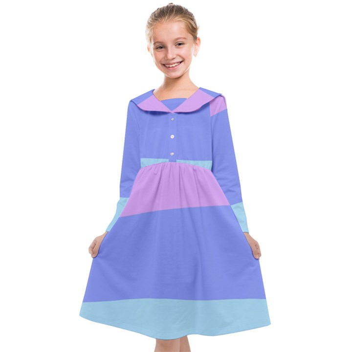 Pastel Colour, Blue, Lilac, Orange, Pastel, Pink, Romance Kids  Midi Sailor Dress