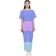 Pastel Colour, Blue, Lilac, Orange, Pastel, Pink, Romance Batwing Lightweight Chiffon Jumpsuit by kyorashop23