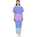 Pastel Colour, Blue, Lilac, Orange, Pastel, Pink, Romance Batwing Lightweight Chiffon Jumpsuit View1