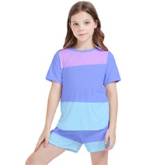 Pastel Colour, Blue, Lilac, Orange, Pastel, Pink, Romance Kids  T-shirt And Sports Shorts Set